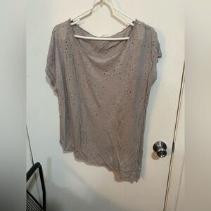 Lush Taupe Distressed Short Sleeve Tee